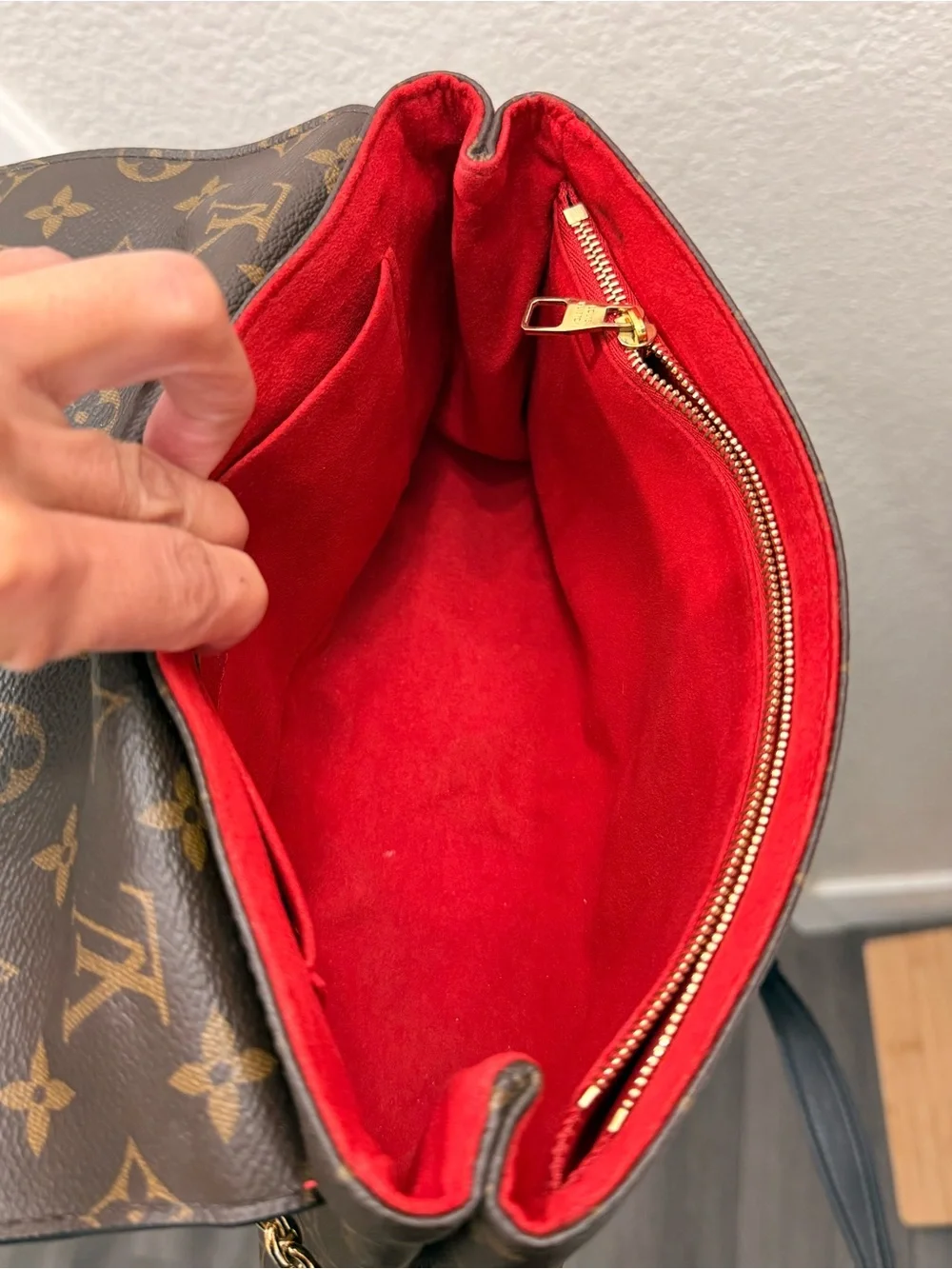 Louis Vuitton Saint Placide brown monogram with red trim